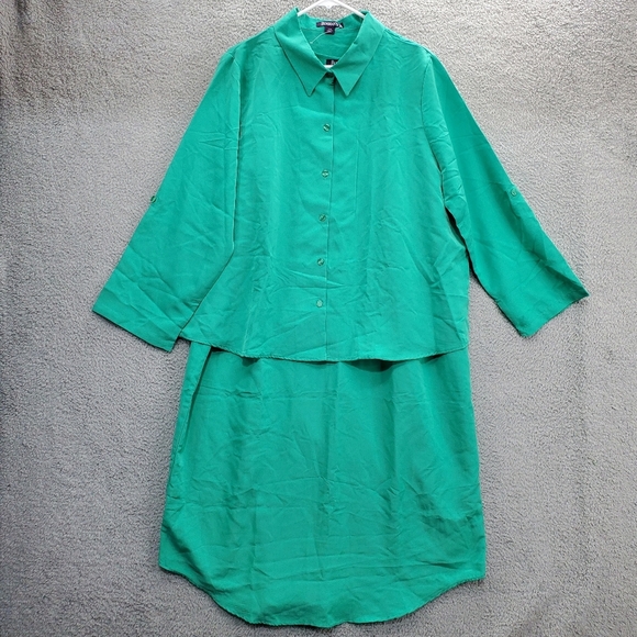 Roaman's Dresses & Skirts - Roamans Dress 2 Piece Set Plus Size 22W Button Up Green